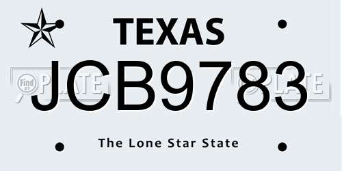 JCB9783 Texas License Plate
