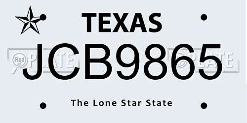 JCB9865 Texas License Plate