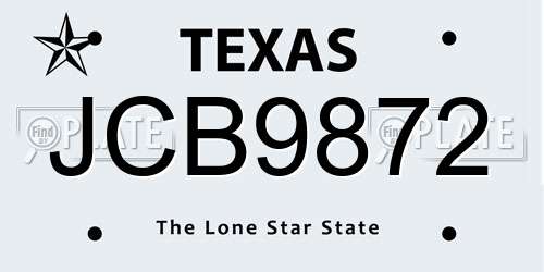 JCB9872 Texas License Plate