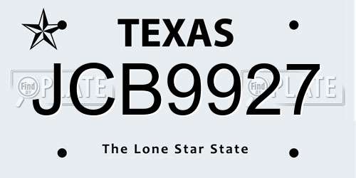 JCB9927 Texas License Plate