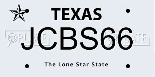 JCBS66 Texas License Plate