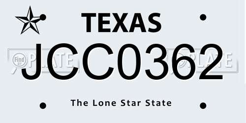 JCC0362 Texas License Plate