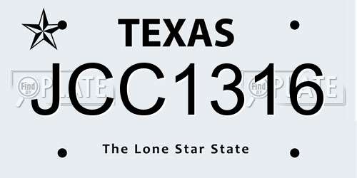JCC1316 Texas License Plate