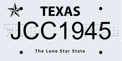 JCC1945 Texas License Plate