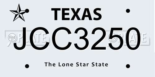 JCC3250 Texas License Plate