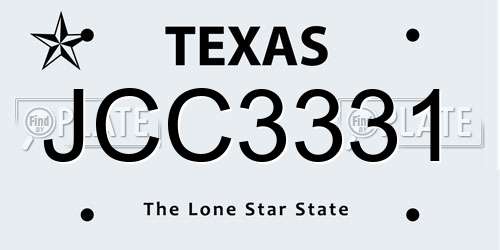JCC3331 Texas License Plate
