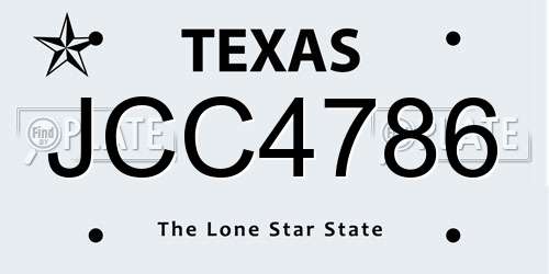 JCC4786 Texas License Plate