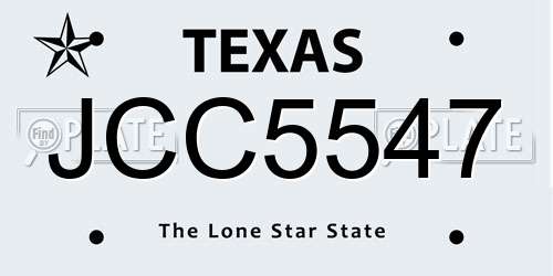 JCC5547 Texas License Plate