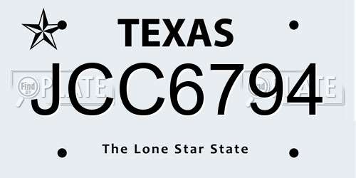 JCC6794 Texas License Plate