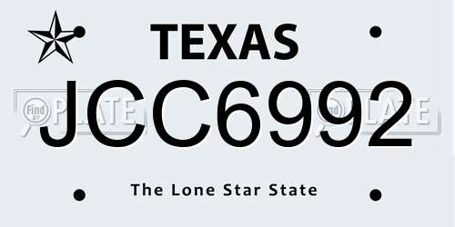 JCC6992 Texas License Plate