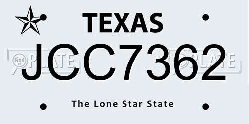 JCC7362 Texas License Plate