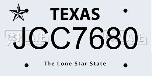 JCC7680 Texas License Plate