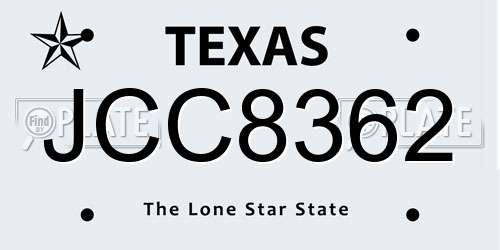 JCC8362 Texas License Plate