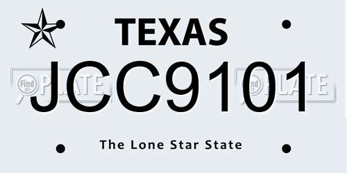 JCC9101 Texas License Plate