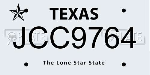 JCC9764 Texas License Plate