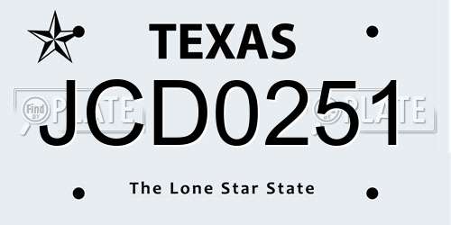 JCD0251 Texas License Plate