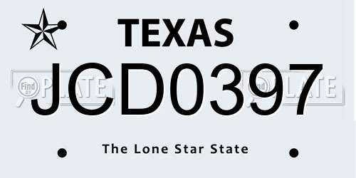 JCD0397 Texas License Plate