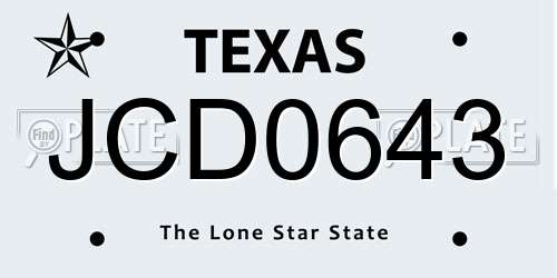 JCD0643 Texas License Plate