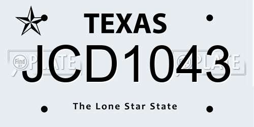 JCD1043 Texas License Plate