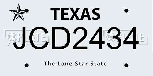JCD2434 Texas License Plate