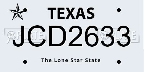 JCD2633 Texas License Plate