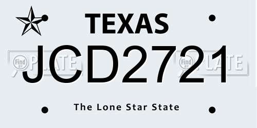 JCD2721 Texas License Plate