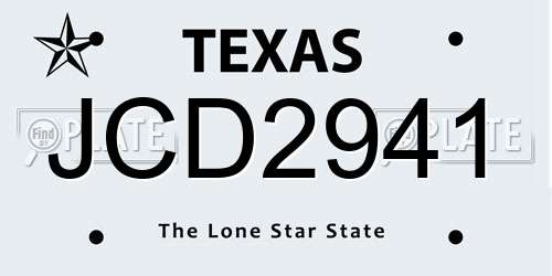 JCD2941 Texas License Plate