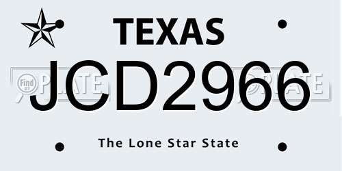 JCD2966 Texas License Plate