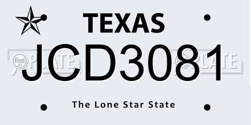JCD3081 Texas License Plate