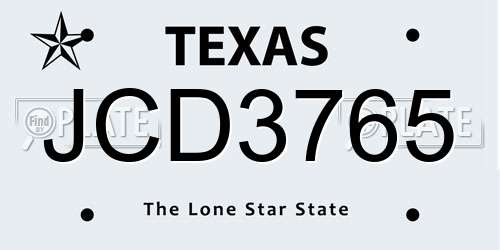 JCD3765 Texas License Plate