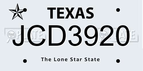 JCD3920 Texas License Plate