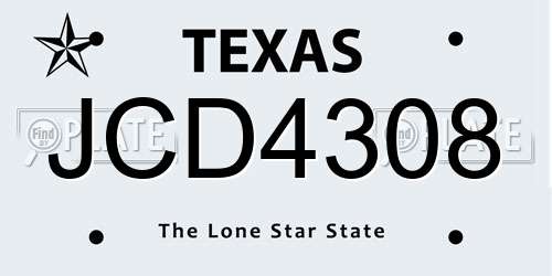 JCD4308 Texas License Plate