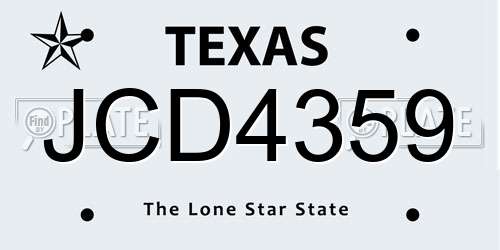 JCD4359 Texas License Plate