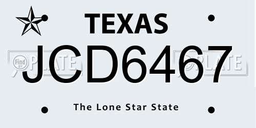 JCD6467 Texas License Plate
