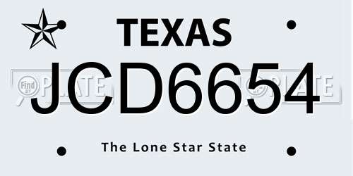JCD6654 Texas License Plate