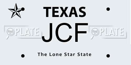 JCF license plate in TX state