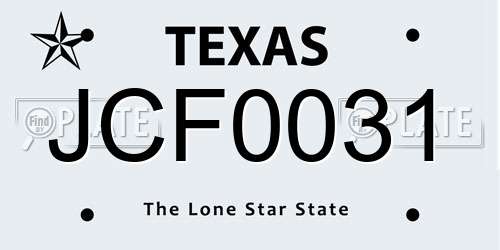 JCF0031 Texas License Plate