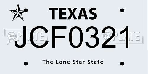 JCF0321 Texas License Plate