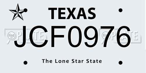 JCF0976 Texas License Plate