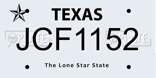 JCF1152 Texas License Plate