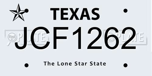 JCF1262 Texas License Plate