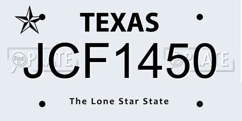 JCF1450 Texas License Plate