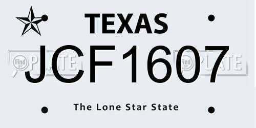 JCF1607 Texas License Plate