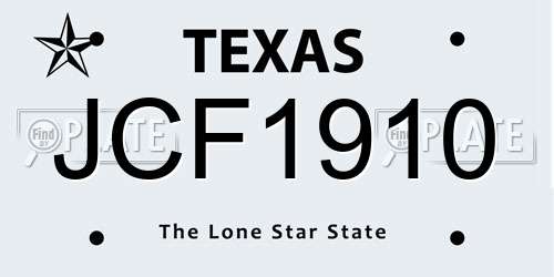 JCF1910 Texas License Plate