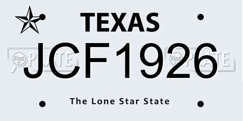 JCF1926 Texas License Plate