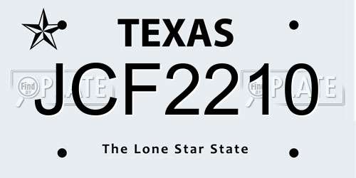 JCF2210 Texas License Plate