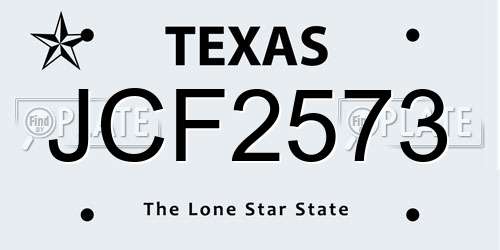 JCF2573 Texas License Plate