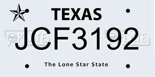 JCF3192 Texas License Plate