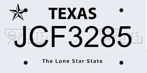 JCF3285 Texas License Plate