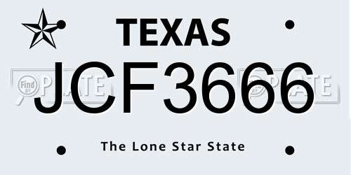 JCF3666 Texas License Plate